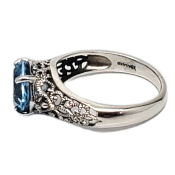 CNA Sterling Silver Blue Faceted Stone Ring Size 6 #17268 - Picture 2 of 8